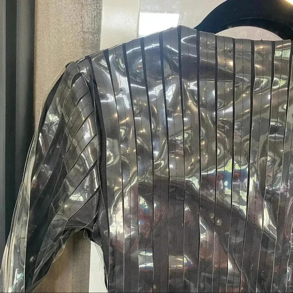 528 Y/PROJECT BLACK PVC STRIPED DRESS SIZE 36 - Picture 9 of 9